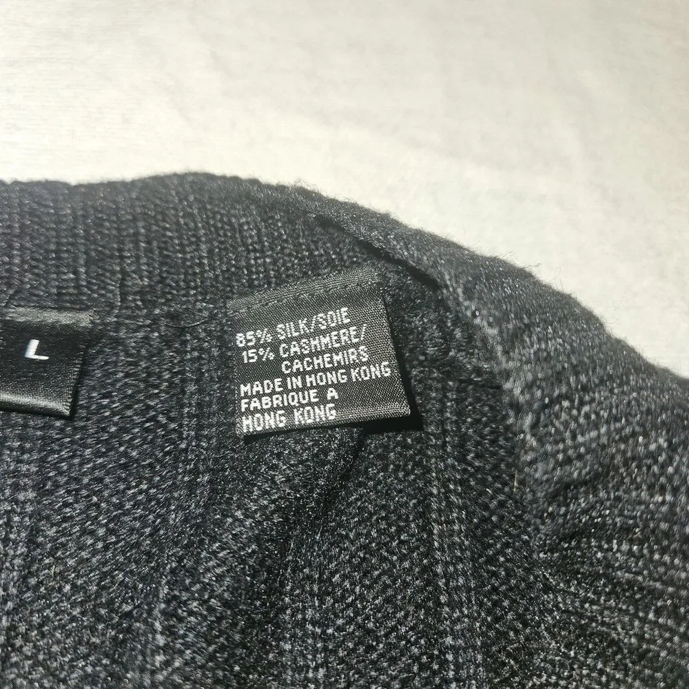 Hickey-Freeman Golf Silk Cashmere Sleeveless Knit Sweater Vest Black L Preppy